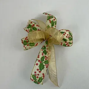 Christmas Bow Bundle for Tree Decoration or Wreath Upgrade - 5 Bows with Floral Wire Attachment