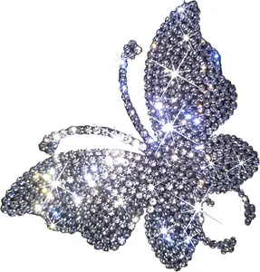 2 PCS Crystal Car Decoration Stickers Butterfly Bling Crystal Rhinestone