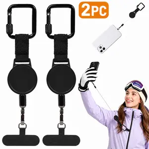 2PCS Phone Tether Clip – Outdoor Anti-Drop Phone Lanyard Mount for Camping Hiking Fishing