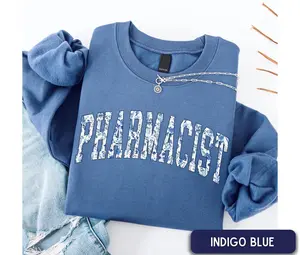Women's Floral Pharmacist Apparel - Breathable Classic Fabric T-Shirt, Fleece Sweatshirt, Pharmacy Work Gift for Techs & Students