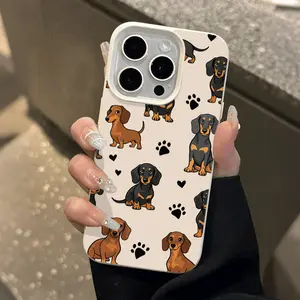 A paw print heart dachshund design phone case, made of TPU material, is anti-slip and shockproof, suitable for iPhone 17/16/15/14/13/12/11 PRO PROMAX PLUS AIR XS XSMAX.It is an ideal gift for friends and family, DKPW512