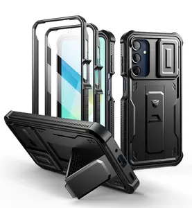 Dexnor for Samsung Galaxy A16-5G Case, 2 Front Frame Bulit-in Slide Camera Cover & Kickstand Heavy Duty Protection Shockproof Samsung A16-5G Case with Screen Protector