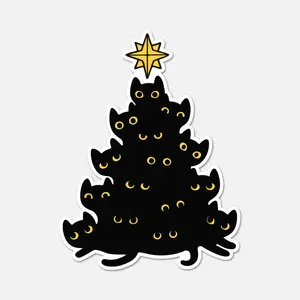 Black Cat Christmas Tree - Cat Sticker vinyl sticker