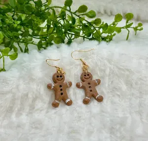 Gingerbread Man Dangle Earrings | Polymer Clay Earrings