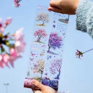 6 rolls/set, Colorful trees theme PET tape, scrapbook DIY decoration