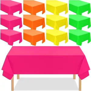 12 pack assorted neon color plastic tablecloth disposable rectangle tropical colored table cover neon party supplies birthday wedding picnic home decoration54 x 108 inchbright color