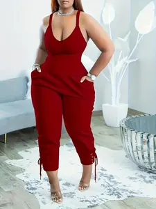 Women's Solid Color Pocket Jumpsuit, Fashion Fitted Casual Sleeveless Jumpsuit for Daily Outdoor Wear, Women Clothes for Summer, Skinny Jumpsuit, Womenswear