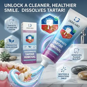 TOOTHPASTE TARTAR REMOVAL ZKRICARO Natural Teeth Whitening Toothpaste, Professional Gum Repair & Plaque Removal, Clean Dental Calculus, Safe for Sensitive Teeth, Intensive Stain Remover for Smokers, Fresh Breath, Oral Hygiene Solution Mint