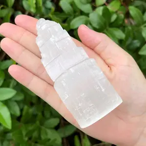 Selenite Cupcake Charging Tower Natural Crystal Lamp