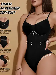 Postpartum Shapewear Bodysuit for Women's Built in Bra Shapewear Bodysuit – No Pads Tummy Control Body Briefer, Strong Butt Lift Camisole Underwear for All Cups Fit (Black/Nude/Brown Multi-Packs)