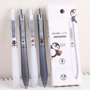 4-Pack 0.5mm Fine Point Penguin Gel Ink Rollerball Pens with Metal Clip, Smooth Writing, Durable and Comfortable, Gel Pen Set