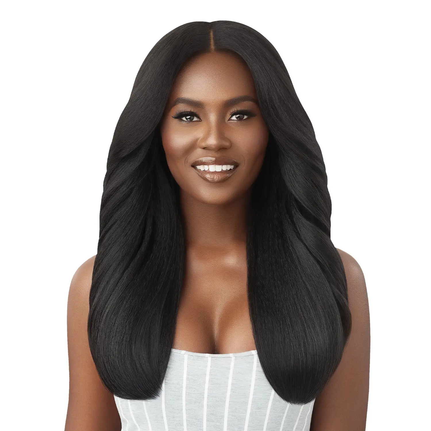 Outre Big Beautiful Hair Leave-Out Wig, Dominican Blowout Style in a Human Hair Premium Blend, 22-Inch U-Part Design, Natural