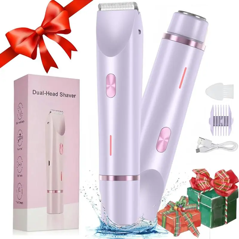 2 in 1 Electric Hair Shaver Kit, 1 Box Cordless Waterproof Portable Travel Shaver with Accessories, Body & Face Hair Grooming Tool for Women