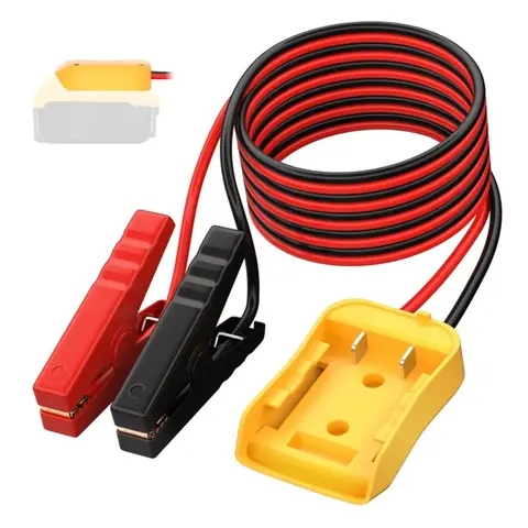KUNLUN 12AWG Wire Jumper Cable with ABS Plastic Clamps for DeWalt 20V Battery, 6FT Portable 12V Automotive Booster Cable (15A, 20A Peak Current, -76°F to 392°F), Vehicle Car Jump Starter Repair Tool