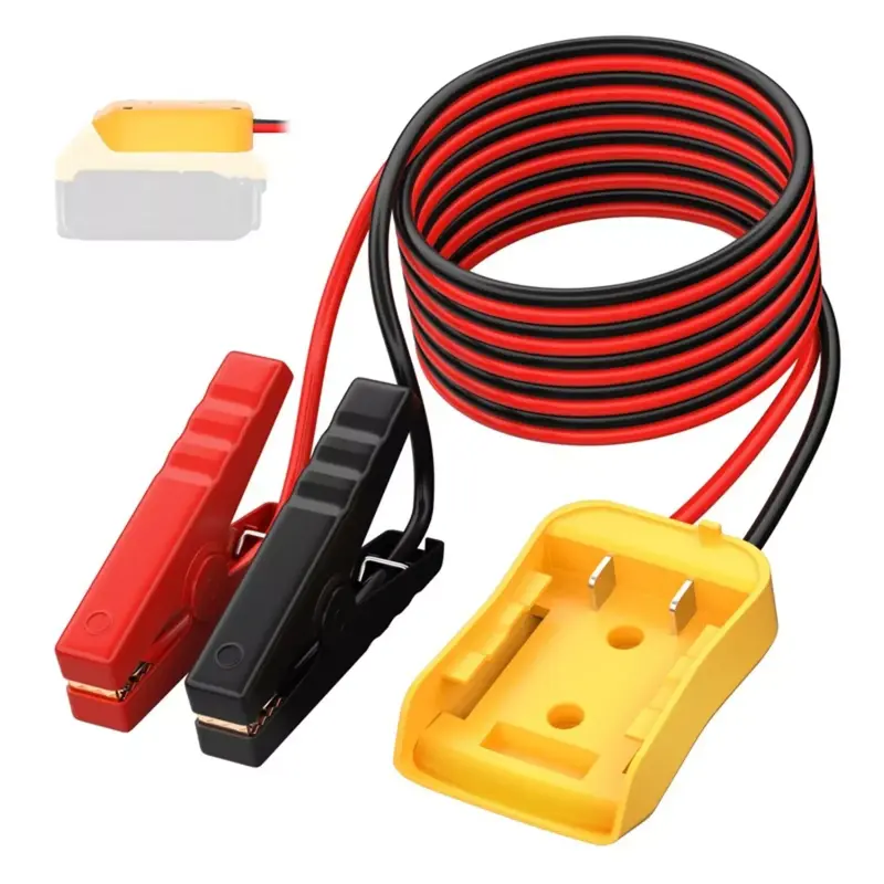 KUNLUN 12AWG Wire Jumper Cable with ABS Plastic Clamps for DeWalt 20V Battery, 6FT Portable 12V Automotive Booster Cable (15A, 20A Peak Current, -76°F to 392°F), Vehicle Car Jump Starter Repair Tool