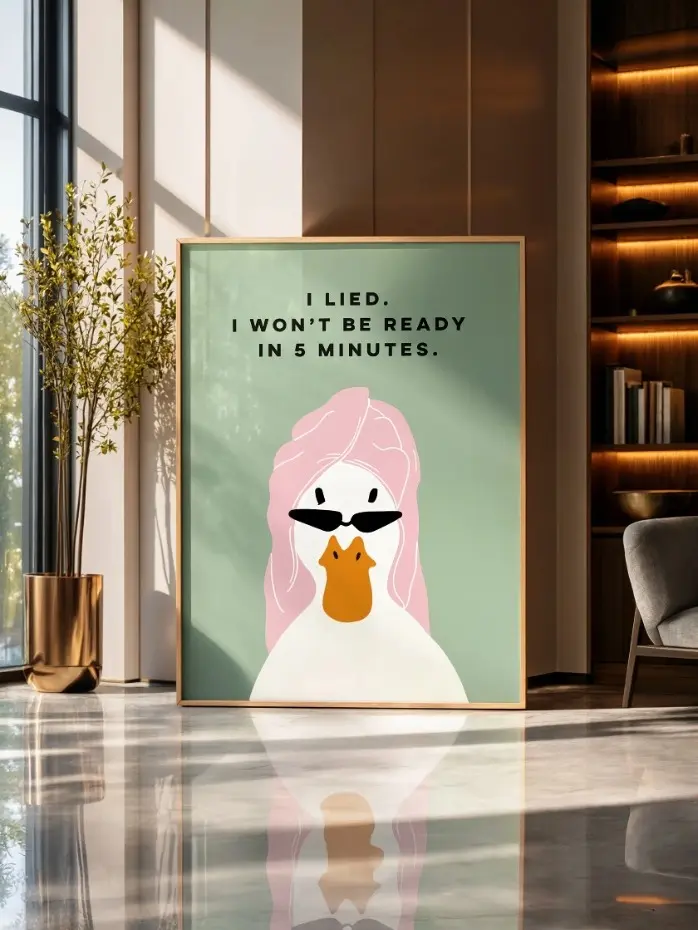 Funny Duck Wall Art Bathroom Decor Quirky Animal Poster Print Gift Home