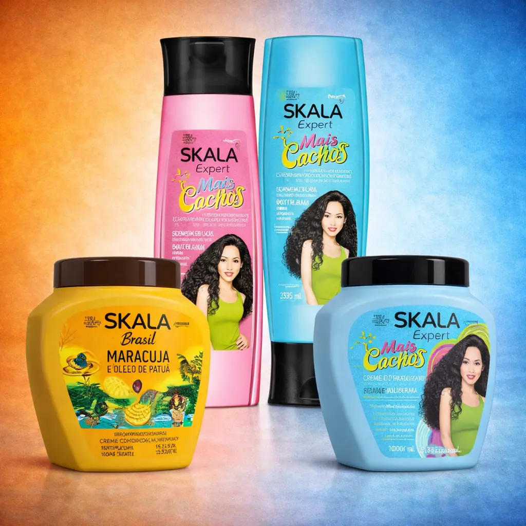 Skala Expert Curly Hair 4-Pack Kit [Mother's Day Special] - Blue Mais Cachos & Passion Fruit (35.2 oz Total), 250ml Shampoo & Leave-In Conditioner, Shea-Infused Vegan Daily Cleanser, Gentle Hydrating Moisturizer for Wash and Go Haircare, Hydrate, Multi-Pa