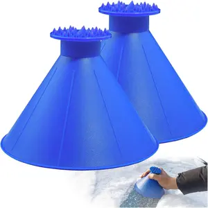 Magical Ice Scrapers for  Windshield - 2 Pack Cone Magic  Ice Scraper with Funnel, Round Snow Scraper