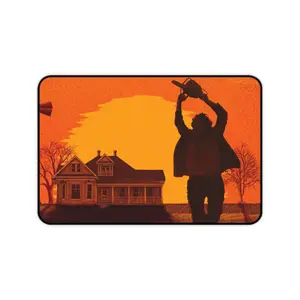 Texas Chainsaw Massacre-Halloween-Themed Desk Mat, Spooky Desk Accessory for Gamers, Horror Home Office Decor, Unique Gift for Fans, Leather Home Workspace Mat