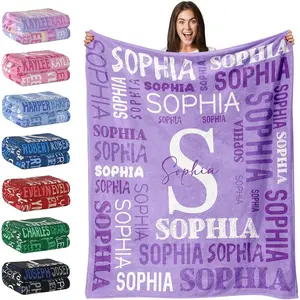 Custom Name Blanket, Personalized Blankets and Throws with Name for Teen Girls Boys, Customized Flannel Blankets Gifts for Girls Kids Adult Birthday Christmas, Ships Next Day