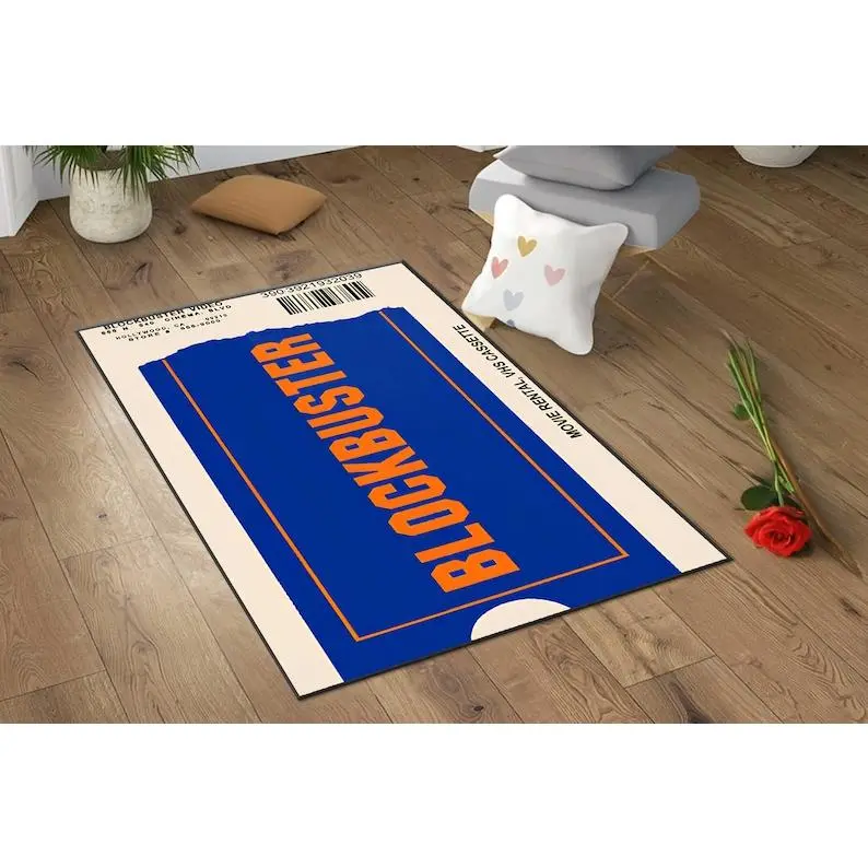 Blockbuster Video Doormat, Retro Style VHS Movie Lovers, 90s Nostalgia,Home Theater Area Doormat, Gaming Doormat, 2000s,Machine Washable Doormat,retro Doormat