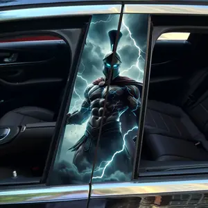 2-Piece Spartan Warrior Vinyl Car Sticker --- Durable Easy-to-Stick Rectangular Sticker for Bumpers and Posts