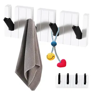 No-Drill Piano Wall-Mounted Coat Rack with 4 Foldable Hidden Hooks, Space-Saving Hat, Clothes, Bag, and Key Hanger