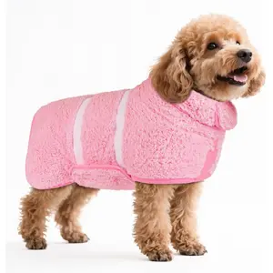 Dog Bathrobe, Quick Drying Super Absorbent Dog Robes for After Bath, Warm Keeping Dogs Towel, Dogs Bath Supplies, Pink S