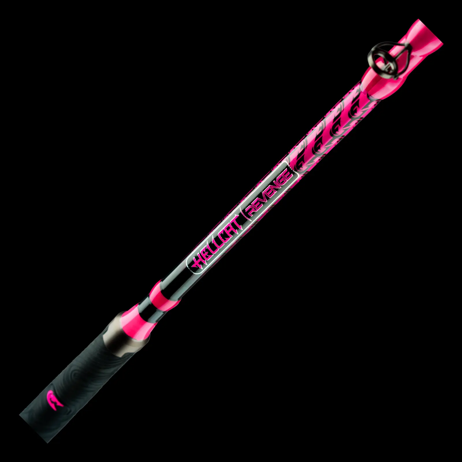 Pink Hellcat Revenge 7'6" Carbon Casting Fishing Rod Set - UV Black Light Glow, Custom-Designed Composite Blank, Durability for Trophy Fish