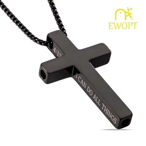 Sleek Minimal Cross Pendant Necklace - Stainless Steel, Easy to Style Costume Jewelry Accessory, Supports Breathwork, Reduces Stress, Aids Mental Well-Being Management