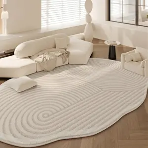 1pc Nordic Light Luxury Living Room Sofa Plush Carpet Household Washable Lounge Non-slip Rug Simple High-end Cloakroom Large Area Carpet Geometric Lines Bedroom Decoration Bedside Floor Mat Fluffy Rugs Minimalist Rug