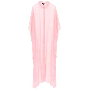 Versace Abito Copricostume Con Stampa Barocco Pink