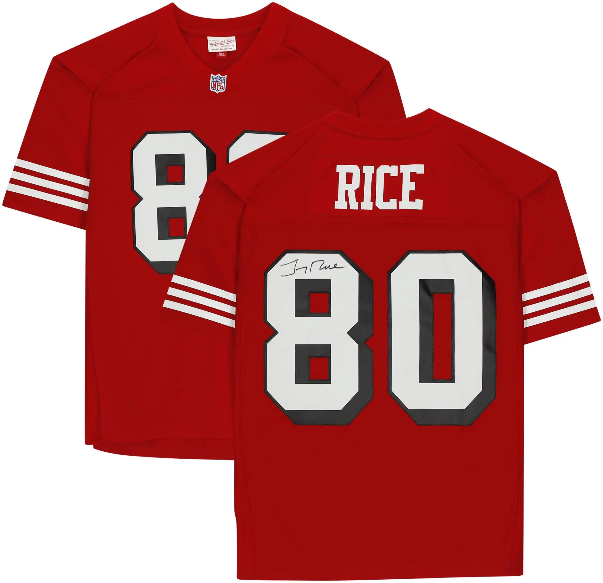 Jerry Rice San Francisco 49ers Autographed Mitchell and Ness Red Replica Jersey - Fanatics Authentic Certified