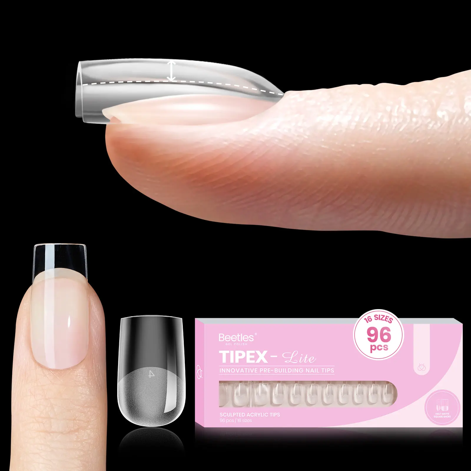 Short Square 【Only Tips】16Sizes 96Pcs