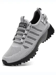 Men's Summer Breathable Mesh Running Shoes, Outdoor Low Top Anti-Slip Shock Absorption Lightweight Big Size Sports Sneakers