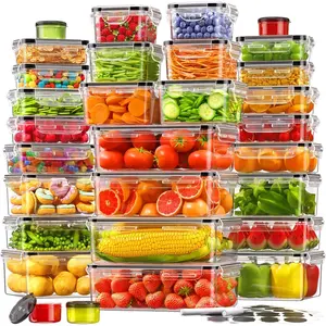 60 count  Storage Containers with  Airtight (30 Containers & 30 ),  Leak Proof Meal Prep Container for Kitchen,  Plastic(Polypropylene5), Microwave/Dishwasher Safe, Labels & Pen