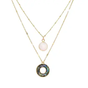 Bauble Sky Double-Layer Abalone & Gold Trimmed MOP Necklace | Detangler Closure & Elegant Design | Add to Cart Buy Now | Effortless & Stylish