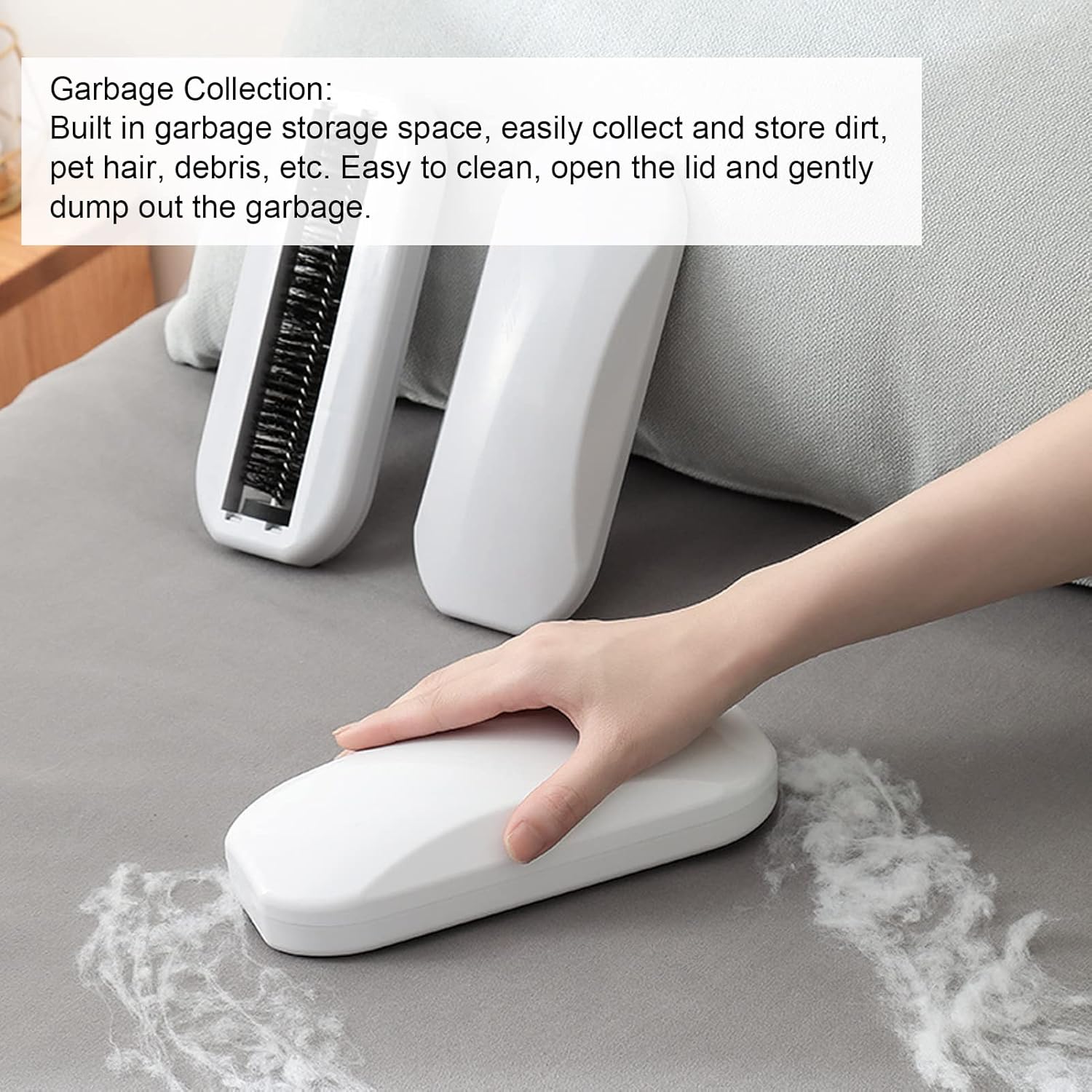 Multi-Functional Table Crumb Sweeper, Handy Rolling Bed Sweeping Brush, Handheld Crumb Sweeper, Soft Bristles Debris Collector for Table, Mat, Bed Sheets, Sofas, Clothes Cleaning Brush (White)