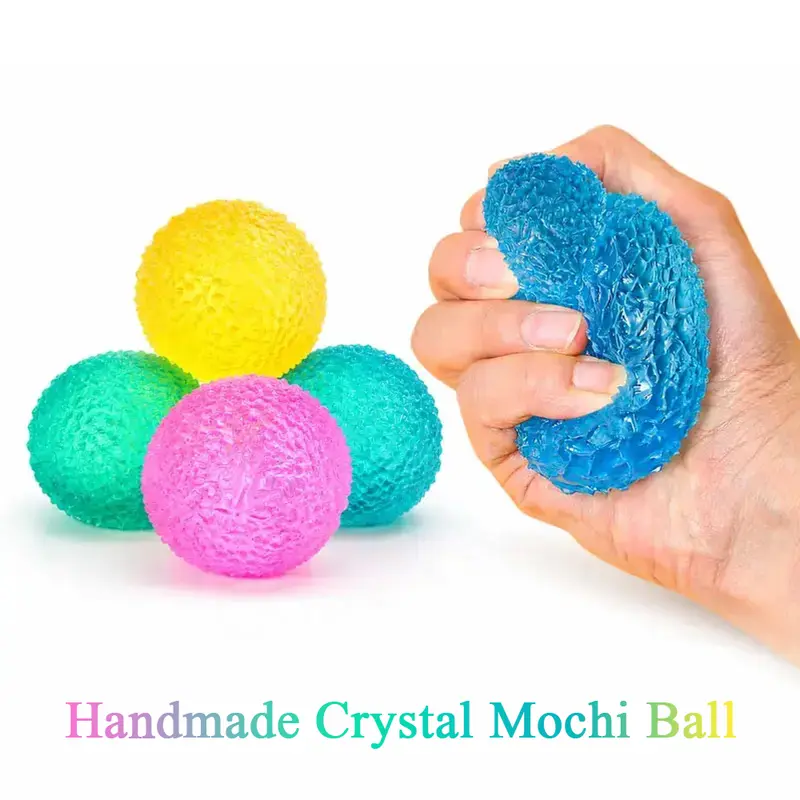 Handmade Crystal Mochi Ball Squishy Box Set - Soft Stress Balls, Novelty Stress Relief Container, Portable Round Squishy Playful Toys, Moldable Unisex Fidget Toy for Focus, Finger Stimulation, Gifting (1 Blue Piece)
