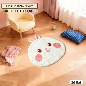2D flat, creative irregular-shaped carpet/rug, rabbit-shaped mat suitable for bedroom, living room, sofa, bed side in various occasions, adding atmosphere, easy to clean and machine washable