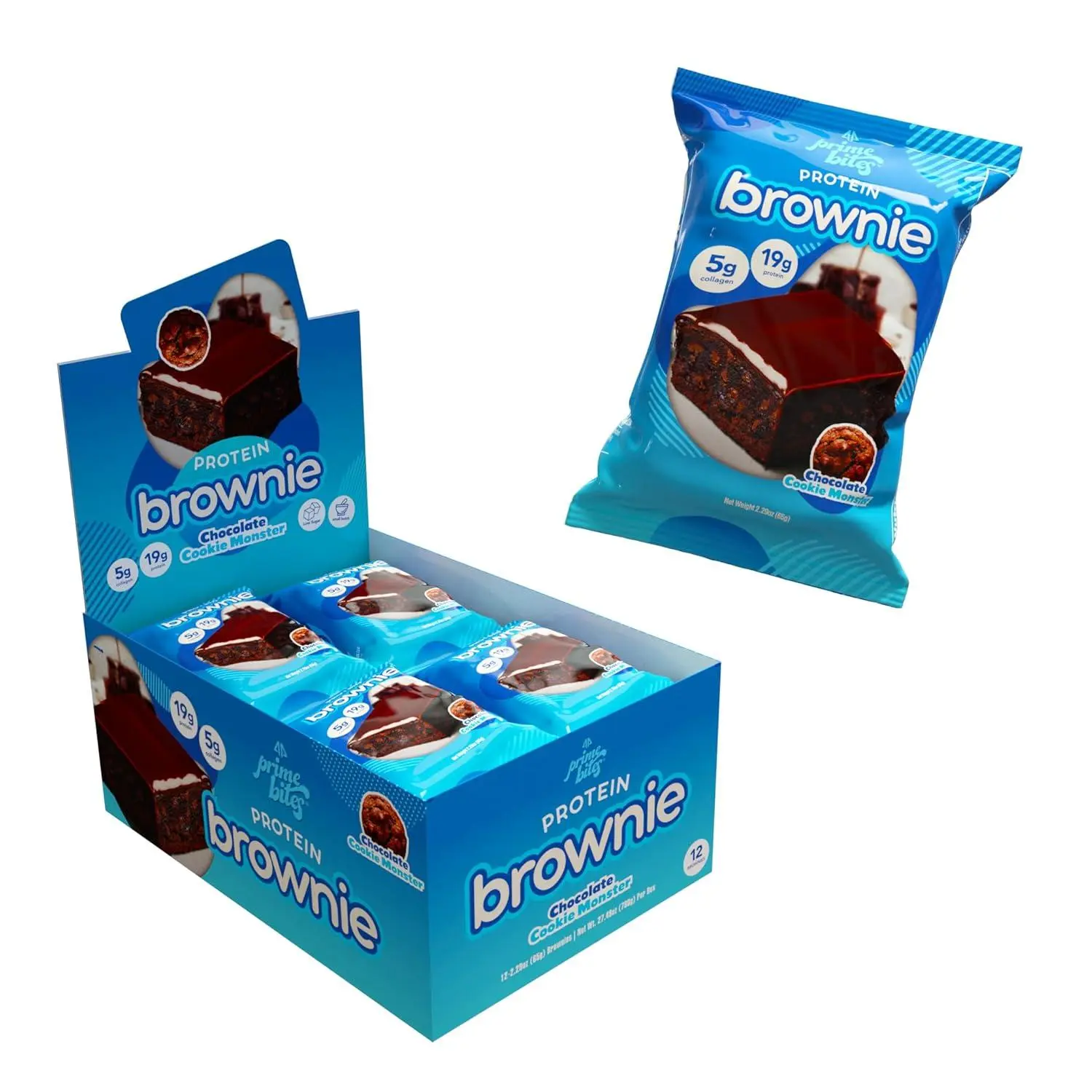 Prime Bites Protein Chocolate Cookie Monster 2.29 oz 12 ct