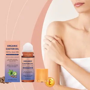 Travel-Friendly Organic Castor Oil, Leakproof Roll on Essential Oil, Rose Quartz Roller, Hexane-Free Massage Oil for Under Eyes & Body, Body Care, Body Oil Moisturizer