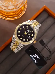 RICECGO men's quartz watch, Business Fashion Watch, water brick decoration, round dial, calendar function, wide range of daily uses, as a gift box, ideal as a graduation gift, birthday or special occasion gift