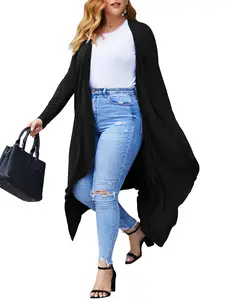 Zeagoo Women's Plus Size Cardigan Long Sleeve Open Front Drape Cardigans Lightweight Long Duster（L-5XL） cardigan sweater sleeve cardigan