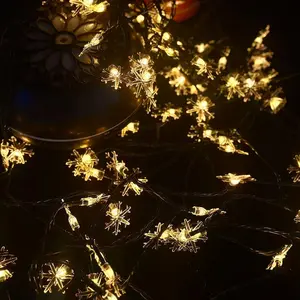 10m 100 LEDs Snowflake Fairy Lights - Warm White, 8 Lighting Modes, Low Voltage Waterproof Plug-in | Christmas, Indoor/Outdoor Holiday Decorations