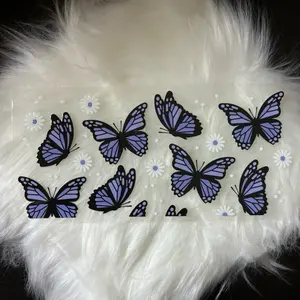 Butterflies UVDTF Wrap 16oz Cup Wrap Decorative Stickers Waterproof  Glass UVDTF transfer