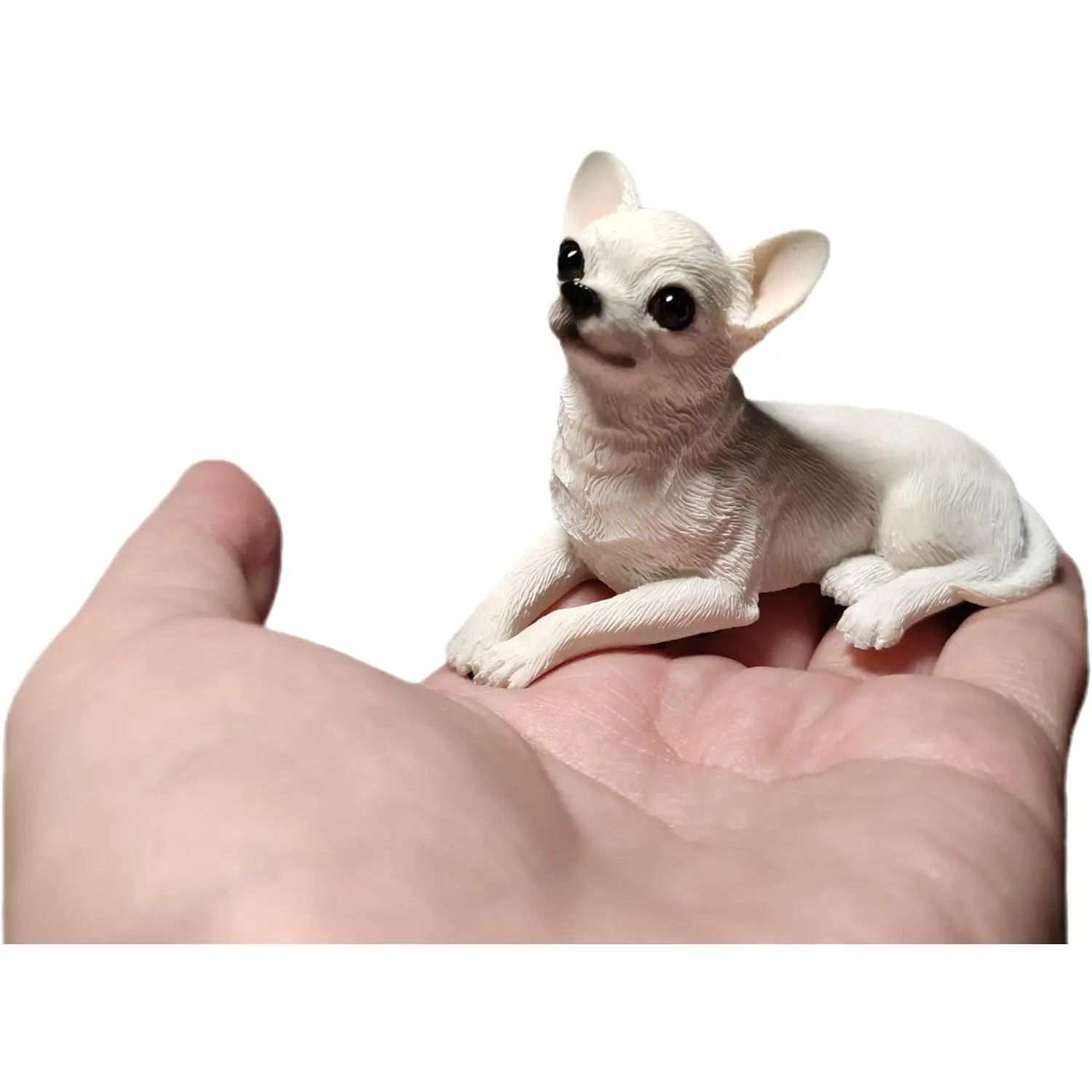 1Pcs 2 inches Mini Resin Chihuahua Figurine Gifts, Mini Dog Memorial Gifts, Dog Figurines, Car Decor, Collectible Chihuahua Statue Figure Sculpture, Gifts for Chihuahua Lover (White)