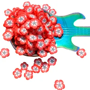 Red Flower Polymer Clay Pieces