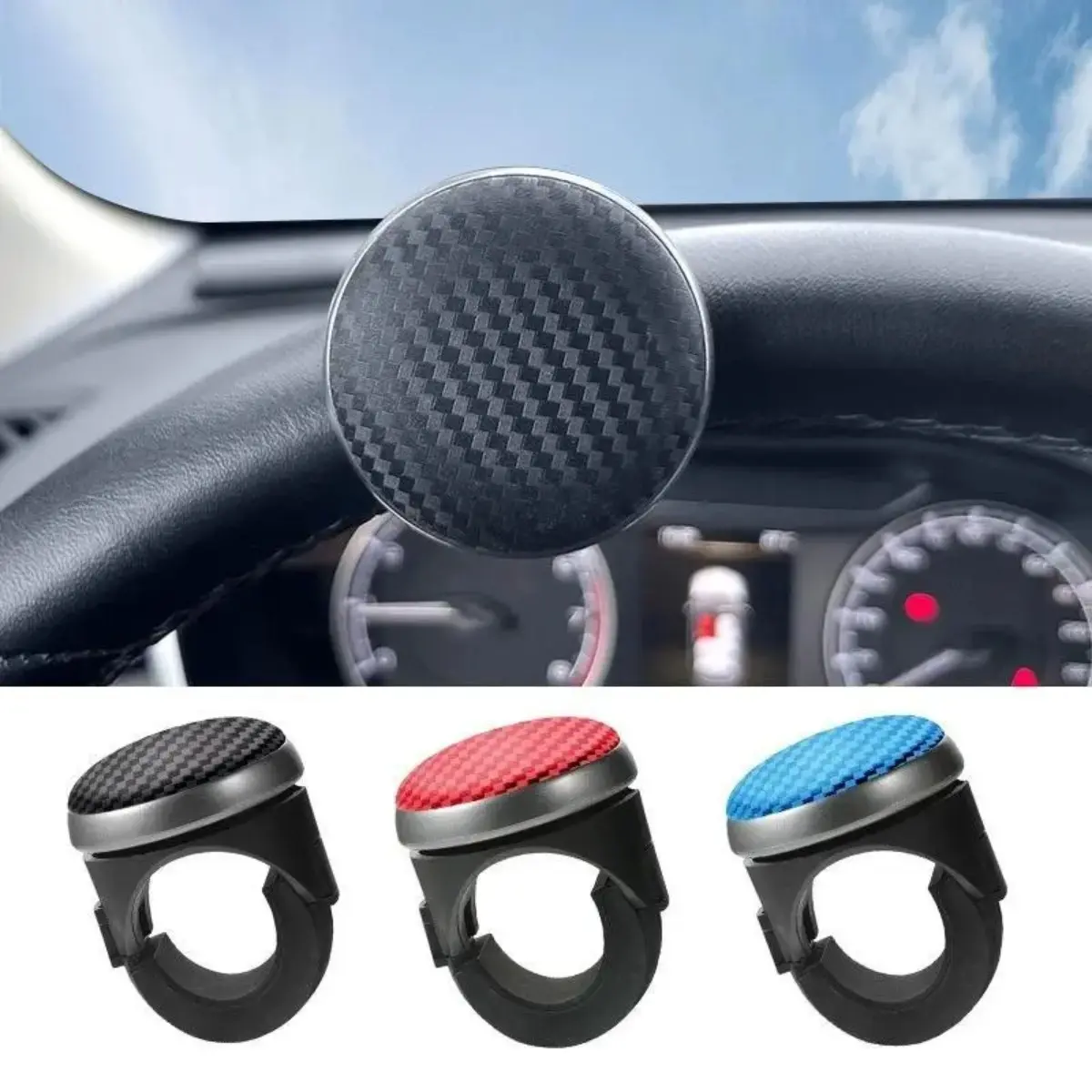 PU Leather Universal Steering Wheel Spinner Knob - Ball Bearing System Booster, Universal Car Accessories for Easy Turning, Energy-Saving Driving Control Assistance