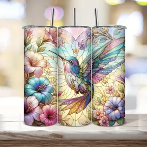Elegant 20oz Stainless Steel Tumbler Featuring Gothic Hummingbird Floral Design Double Wall Vacuum Insulation For Hot And Cold Drinks Perfect Gift For Loved Ones